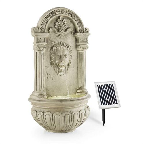 4260486158282 - Löwenstein Wandbrunnen Gartenbrunnen Solar 2W LED Polyresin Steinoptik - Beiger Stein