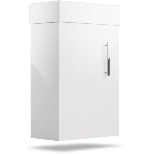 4060656526411 - Badezimmerschrank mit Keramikwaschbecken 40 cm - Weiß glanzender Waschbeckenunterschrank moderner Schrank fur elegantes Badezimmer - platzsparende