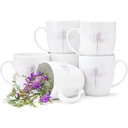 5901259906851 - Boss Becher-Set 380ml 6 Personen 6-tlg Porzellan Weiß Violett - Konsimo