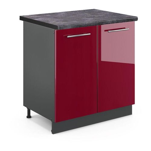 4066731387434 - Küchenschränke Fame-Line Bordeaux Hochglanz 80 cm  ap Anthrazit Vicco