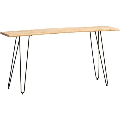 4251757724374 - Finebuy - Konsolentisch 150x36x75 cm Akazie Massivholz Baumkante Anrichte Flur Ablagetisch mit Haarnadelbeine Schmal Modern Flurtisch