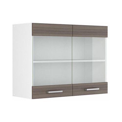 4251421930285 - Glashängeschrank R-Line 80 cm Weiß Edelgrau modern Vicco