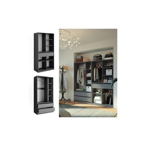 4066731451401 - Kleiderschrank Elmo Anthrazit 100 x 200 cm Set mit 2 Teile