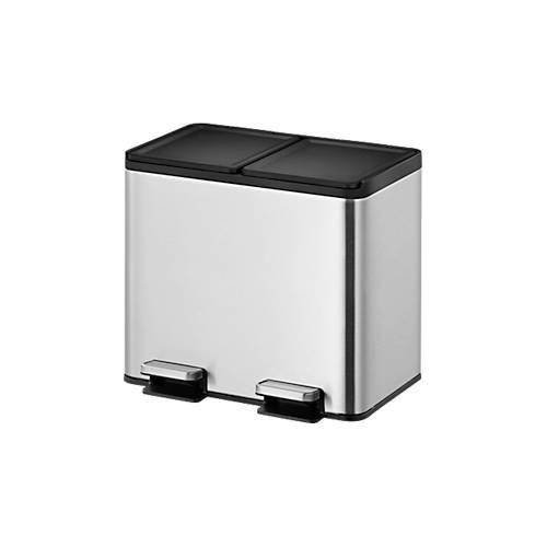 8713631191963 - EKO Treteimer Essential Recycler 2 x 10 Liter Edelstahl fingerabdrucksicher Stay-open-Funktion B 403 x T 332 x H 369 mm silber schwarz