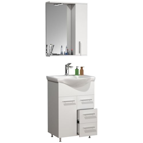 4051814427664 - 3-tlg Waschplatz Waschtisch Unterschrank 55 cm Badmöbel Set mit Waschbecken und Spiegelschrank praktische Schubladen Komplettset Lisalo L 4051814427664 - 3-tlg Waschplatz Waschtisch Unterschrank 55 cm Badmöbel Set mit Waschbecken und Spiegelschrank praktische Schubladen Komplettset Lisalo L