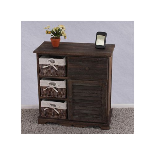4052826042975 - Kommode Schrank mit 3 Körben 63x60x30cm Shabby-Look Shabby-Chic Vintage ~ braun 4052826042975 - Kommode Schrank mit 3 Körben 63x60x30cm Shabby-Look Shabby-Chic Vintage ~ braun
