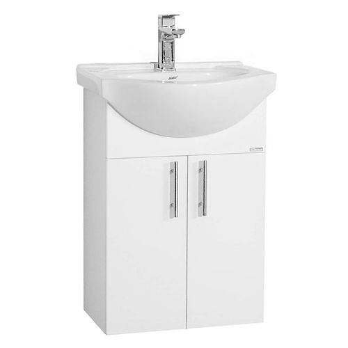 4051814423727 - 2-tlg Waschplatz Waschtisch Unterschrank 55 cm Badmöbel Set mit Waschbecken Komplett set mit Drehtüren Lisalo M