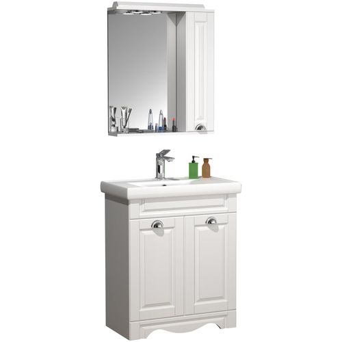 4051814427572 - 3-tlg Waschplatz Waschtisch Unterschrank 60 cm Badmöbel Set mit Waschbecken und Spiegelschrank Landhaus Komplettset Casalo L 4051814427572 - 3-tlg Waschplatz Waschtisch Unterschrank 60 cm Badmöbel Set mit Waschbecken und Spiegelschrank Landhaus Komplettset Casalo L