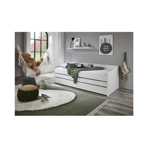 4250468583348 - - Funktionsbett Jill 90x200 ohne Lattenrost 3 Schubladen u Bettschublade Spanplatte weiß 4250468583348 - - Funktionsbett Jill 90x200 ohne Lattenrost 3 Schubladen u Bettschublade Spanplatte weiß