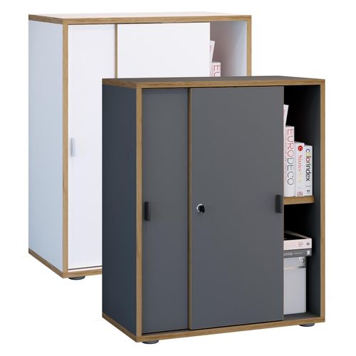 4051814444098 - Büroschrank mit 2 Fächern moderner Aktenschrank mit Schiebetüren Maße H 74 x B 60 x T 37 cm – Salia 2-Fach