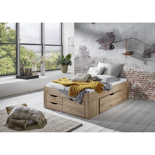 4250468575954 - Stauraumbett Noah 140 x 200 cm ohne Lattenrost mit 5 Bettschubladen Ausf Eiche Artisan Dekor 4250468575954 - Stauraumbett Noah 140 x 200 cm ohne Lattenrost mit 5 Bettschubladen Ausf Eiche Artisan Dekor