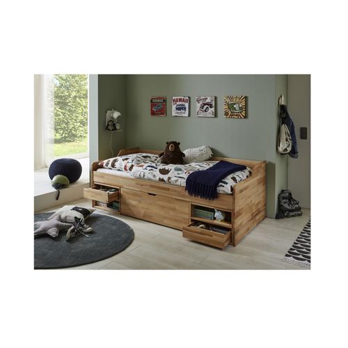4250468569472 - Kojenbett LEVI 90x200 Buche massiv natur lackiert inkl Rollrost 2 kleine Schubladen 2 offene Fächer 1 große Schublade 4250468569472 - Kojenbett LEVI 90x200 Buche massiv natur lackiert inkl Rollrost 2 kleine Schubladen 2 offene Fächer 1 große Schublade