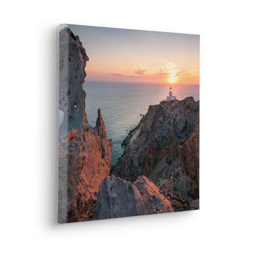 4055065031687 - Leinwandbild Keilrahmenbild - Lighthouse - Größe 40 x 40 cm Baum Berge Blumen Blätter Foto Jahreszeiten Landschaft Meer Natur Palmen Strand (Packung 1 St) 40x40 cm (Breite x Höhe) Keilrahmenbild bunt
