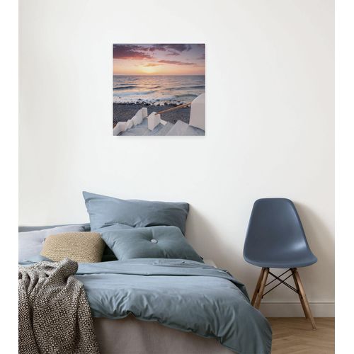 4055065031663 - Leinwandbild Keilrahmenbild - Greece Gateway - Größe 40 x 40 cm Baum Berge Blumen Blätter Foto Jahreszeiten Landschaft Meer Natur Palmen Strand (Packung 1 St) 40x40 cm (Breite x Höhe) Keilrahmenbild bunt