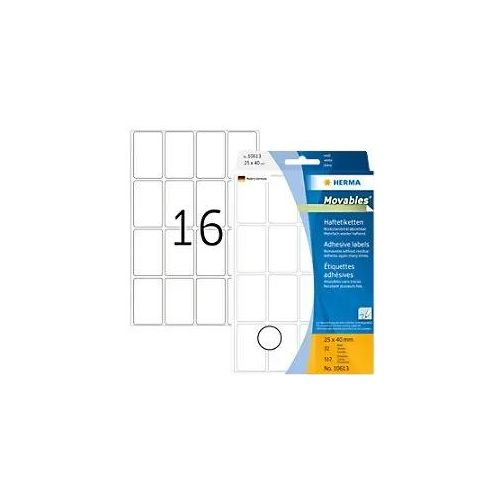 4008705106139 - HERMA Vielzwecketiketten 25x40 mm weiß Movables ablösbar Papier matt 512 St - Weiß - Abgerundetes Rechteck - Papier - Deutschland - 25 mm - 40 mm