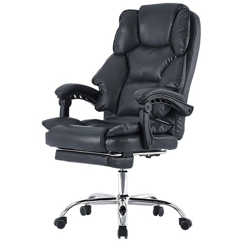 4250931576105 - Bürostuhl mit Fußstütze und flexiblen 3-Punkt-Armlehnen - Schreibtischstuhl im Lederoptik - ergonomischer Bürostuhl mit einer verstellbaren Rückenlehne für gesündere Sitzhaltung