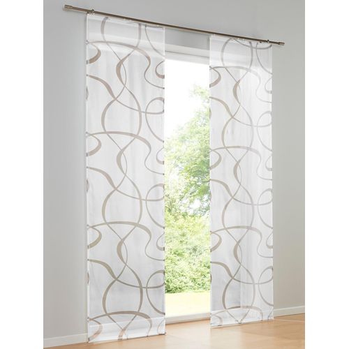 6943755939482 - Schiebegardine HEINE HOME Gardinen Gr 145 cm Klettschiene 60 cm grau (weiß taupe) Schiebegardinen halbtransparent