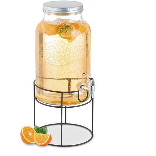 4052025874407 - Getränkespender mit Ständer Zapfhahn & Deckel 6 Liter Glas Wasserspender Limonadenspender transparent - Relaxdays