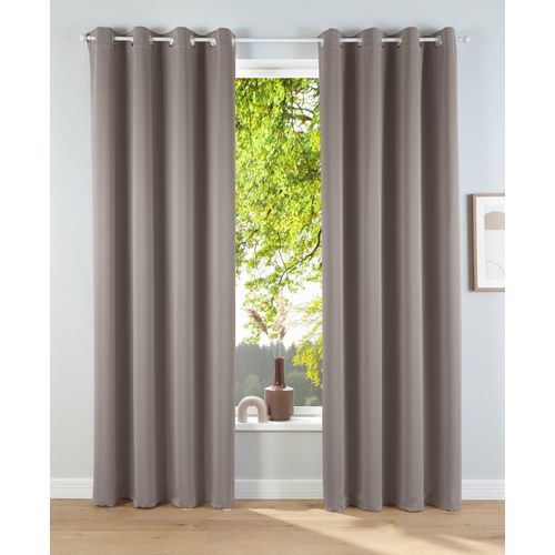 6943755942109 - Verdunkelungsvorhang MY HOME Solana Gardinen Gr 145 cm Ösen 140 cm beige (sand) Ösen Gardine 2-er Set Breite 140 cm einfarbig Bestseller