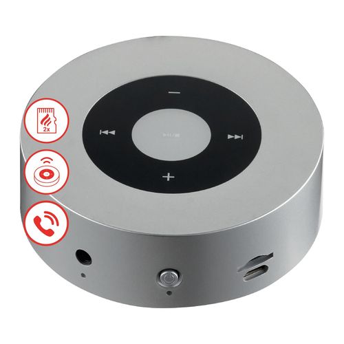 4262480470841 - KAMINIO Knister Lautsprecher MORITZ - Kraftvolle Soundbox mit Kaminfeuer-Tönen Bluetooth AUX Mikrofon Akku - Silber 4262480470841 - KAMINIO Knister Lautsprecher MORITZ - Kraftvolle Soundbox mit Kaminfeuer-Tönen Bluetooth AUX Mikrofon Akku - Silber