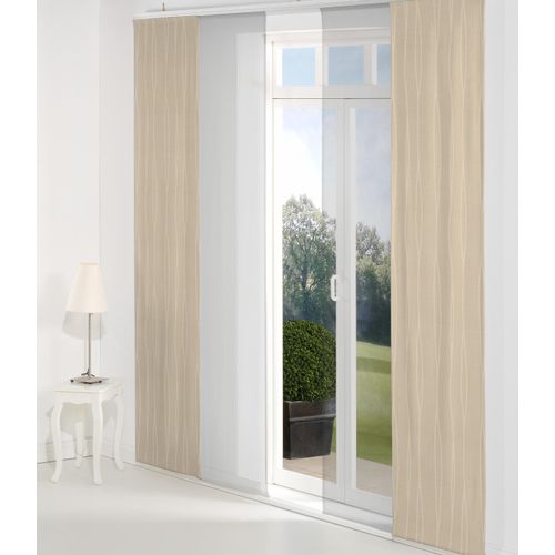 4004567173500 - Schiebegardine WIRTH LANGWASSER Gardinen Gr 145 cm Klettband 60 cm grau (taupe) Schiebegardinen blickdicht Gardine inkl Beschwerungsstange