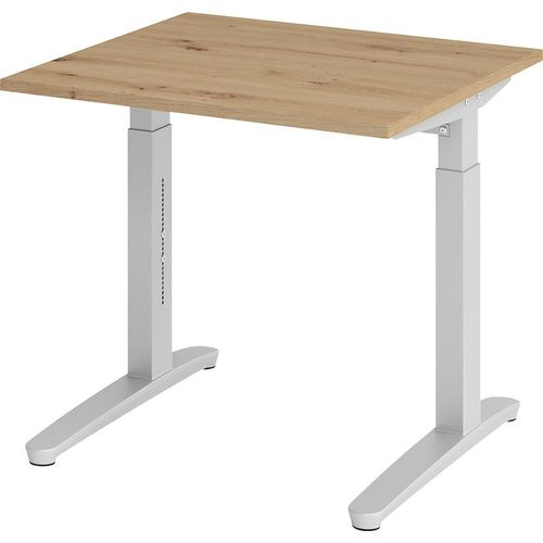 4032062192481 - eurokraft pro ANNY - Schreibtisch mit C-Fußgestell höhenverstellbar 650 - 850 mm Breite 800 mm Asteiche alusilber 4032062192481 - eurokraft pro ANNY - Schreibtisch mit C-Fußgestell höhenverstellbar 650 - 850 mm Breite 800 mm Asteiche alusilber