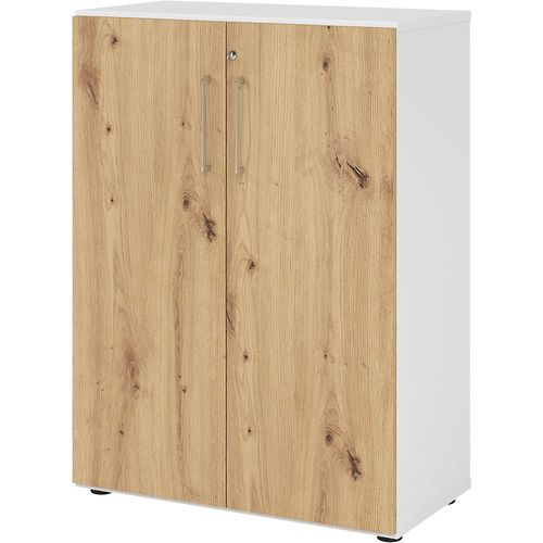 4032062305577 - Schränke Breno 3 OH abschließbar 28 kg je Boden B 800 x T 420 x H 1100 mm weiß Asteiche