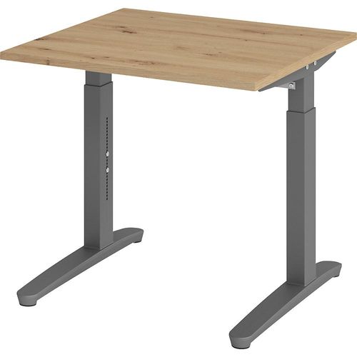 4032062192511 - eurokraft pro ANNY - Schreibtisch mit C-Fußgestell höhenverstellbar 650 - 850 mm Breite 800 mm Asteiche graphit 4032062192511 - eurokraft pro ANNY - Schreibtisch mit C-Fußgestell höhenverstellbar 650 - 850 mm Breite 800 mm Asteiche graphit