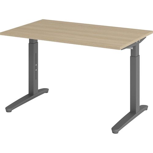 4032062172339 - eurokraft pro ANNY - Schreibtisch mit C-Fußgestell höhenverstellbar 650 - 850 mm Breite 1200 mm Eiche graphit 4032062172339 - eurokraft pro ANNY - Schreibtisch mit C-Fußgestell höhenverstellbar 650 - 850 mm Breite 1200 mm Eiche graphit