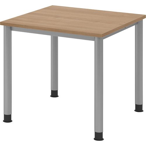 4032062139202 - Schreibtisch VHS08 N S manuell höhenverstellbar 685-81cm (H) 80x80cm (BxT) quadratisch nussbaum   Silber 4032062139202 Ham