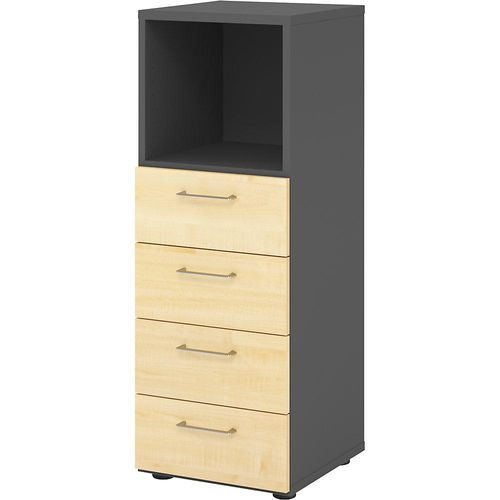 4032062315125 - eurokraft pro Regalschrank 1 Fach offen   4 Schubladen graphit   Ahorn