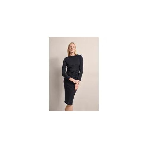 4057651851877 - Blusenkleid BUGATTI Damen Gr M Normalgrößen schwarz 48% Lyocell 43% Polyester 9% Elathan unifarben normal Langarm Kleider mit femininen Raffungen