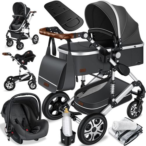 4260663280973 - KESSER® Loops 3 in 1 Kinderwagen Kombikinderwagen Komplettset incl Babywanne & Buggy Sportsitz & Auto-Babyschale - Voll-Gummireifen - Wickeltasche Regenschutz Kindertisch Set 4260663280973 - KESSER® Loops 3 in 1 Kinderwagen Kombikinderwagen Komplettset incl Babywanne & Buggy Sportsitz & Auto-Babyschale - Voll-Gummireifen - Wickeltasche Regenschutz Kindertisch Set