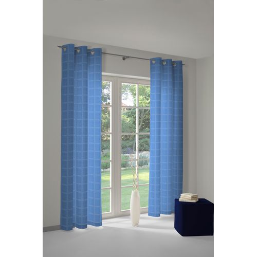 4004567118464 - Vorhang WIRTH Toco-Karo Gr 3 blau B132cm H225cm Chenille Polyacryl Gardinen