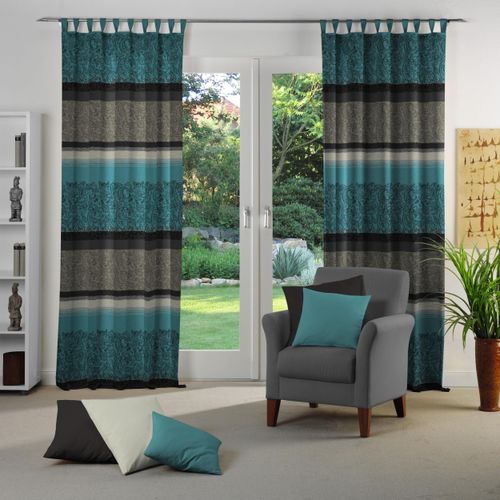 4004567225056 - Vorhang WIRTH Maribor Gr 1 blau (petrol) B132cm H145cm Jacquard Baumwolle Polyester Gardinen
