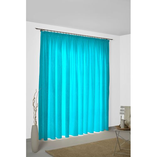 4004567111427 - Vorhang WIRTH Lahnstein Gr 1 blau (türkis) Gardinen 145cm Kräuselband 132cm Polyester B132cm H145cm