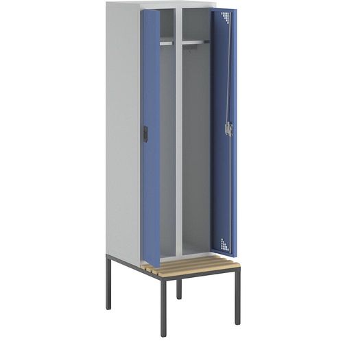 4061753010438 - eurokraft pro Mehrzweck- und Garderobenschrank mit Sitzbank 2 Abteile Breite 600 mm Türen brillantblau 4061753010438 - eurokraft pro Mehrzweck- und Garderobenschrank mit Sitzbank 2 Abteile Breite 600 mm Türen brillantblau