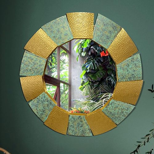 4251757723582 - Finebuy - Wandspiegel Modern 63 cm Metall Design Hängespiegel Burnt Gold Eisen Dekospiegel Rund Ausgefallen Hammerschlag Spiegel Wand Groß 4251757723582 - Finebuy - Wandspiegel Modern 63 cm Metall Design Hängespiegel Burnt Gold Eisen Dekospiegel Rund Ausgefallen Hammerschlag Spiegel Wand Groß