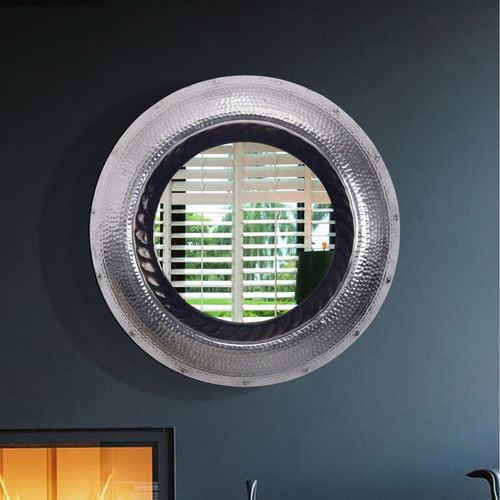 4251757723568 - Finebuy - Wandspiegel 74 cm Metall Design Hängespiegel Silber Aluminium Dekospiegel Rund mit Rahmen Hammerschlag Spiegel Wand Groß Flurspiegel 4251757723568 - Finebuy - Wandspiegel 74 cm Metall Design Hängespiegel Silber Aluminium Dekospiegel Rund mit Rahmen Hammerschlag Spiegel Wand Groß Flurspiegel