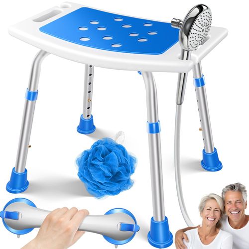 4255598334310 - KESSER® Duschhocker höhenverstellbar Leichter Badhocker rutschfeste Gummifüße Duschstuhl 150KG belastbar Duschhilfe Senioren Saugnapf Haltegriff Badewannengriff Duschsitz mit Brausehalterung 4255598334310 - KESSER® Duschhocker höhenverstellbar Leichter Badhocker rutschfeste Gummifüße Duschstuhl 150KG belastbar Duschhilfe Senioren Saugnapf Haltegriff Badewannengriff Duschsitz mit Brausehalterung