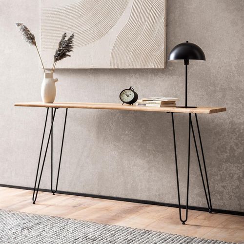4251757724374 - Finebuy - Konsolentisch 150x36x75 cm Akazie Massivholz Baumkante Anrichte Flur Ablagetisch mit Haarnadelbeine Schmal Modern Flurtisch 4251757724374 - Finebuy - Konsolentisch 150x36x75 cm Akazie Massivholz Baumkante Anrichte Flur Ablagetisch mit Haarnadelbeine Schmal Modern Flurtisch