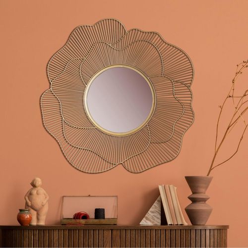 4251757723124 - Finebuy - Wandspiegel Rose 77 cm Metall Design Hängespiegel Gold Eisen Dekospiegel Rund Spiegel Wand Groß Blütenform Flurspiegel Garderobenspiegel 4251757723124 - Finebuy - Wandspiegel Rose 77 cm Metall Design Hängespiegel Gold Eisen Dekospiegel Rund Spiegel Wand Groß Blütenform Flurspiegel Garderobenspiegel
