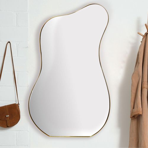 4251757722820 - Finebuy - Design Wandspiegel organische Form 100 cm moderner unregelmäßiger rahmenloser Spiegel asymmetrisch gold Badezimmer Schlafzimmer 4251757722820 - Finebuy - Design Wandspiegel organische Form 100 cm moderner unregelmäßiger rahmenloser Spiegel asymmetrisch gold Badezimmer Schlafzimmer