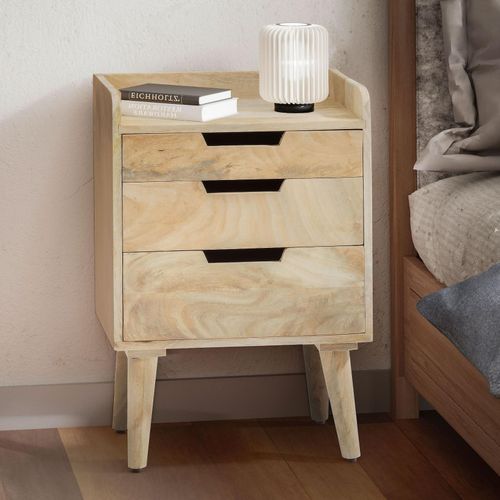 4251757724428 - Finebuy - Nachttisch Mango Massivholz Hellbraun 45x33x63 cm Nachtschrank Boxspringbett Design Nachtkonsole mit 3 Schubladen & Ablagefläche 4251757724428 - Finebuy - Nachttisch Mango Massivholz Hellbraun 45x33x63 cm Nachtschrank Boxspringbett Design Nachtkonsole mit 3 Schubladen & Ablagefläche