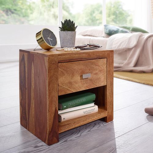 4250950215719 - Finebuy - Nachttisch aus Sheesham Massiv-Holz 40 x 40 x 30 cm Nacht-Kommode braun mit 1 Schublade und 1 Ablagefach Nachtschrank Landhaus-Stil 4250950215719 - Finebuy - Nachttisch aus Sheesham Massiv-Holz 40 x 40 x 30 cm Nacht-Kommode braun mit 1 Schublade und 1 Ablagefach Nachtschrank Landhaus-Stil