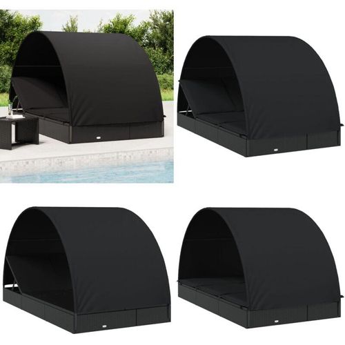 8721114573427 - Sonnenliege für 2 Personen mit Runddach Schwarz 211x112x140 cm - Sonnenliege - Sonnenliegen - Home & Living