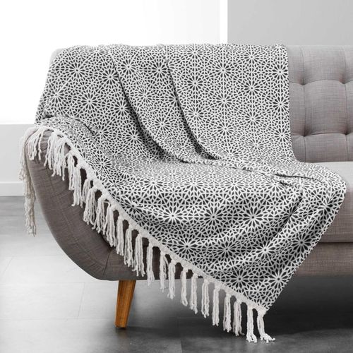 4059865510663 - Boho Wohndecke 125x150 Tagesdecke Kuscheldecke Sofa Couch Decke Überwurf grau 4059865510663 - Boho Wohndecke 125x150 Tagesdecke Kuscheldecke Sofa Couch Decke Überwurf grau