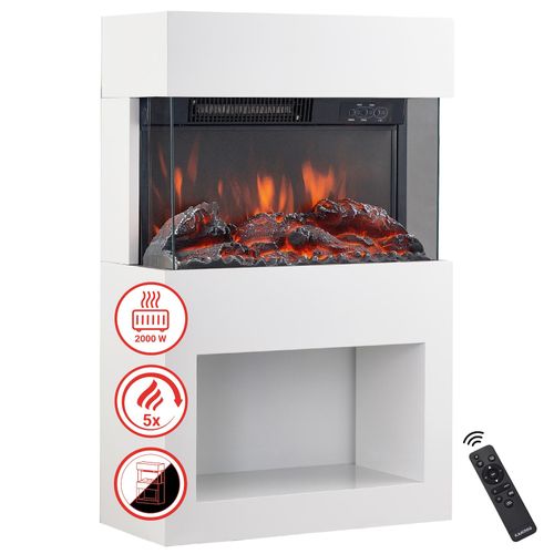 4262480470124 - KAMINIO Elektrokamin HENRI - Elektrischer Kaminofen mit Heizung 3D-Flammeneffekt Holzfach Fernbedienung - Weiß 4262480470124 - KAMINIO Elektrokamin HENRI - Elektrischer Kaminofen mit Heizung 3D-Flammeneffekt Holzfach Fernbedienung - Weiß