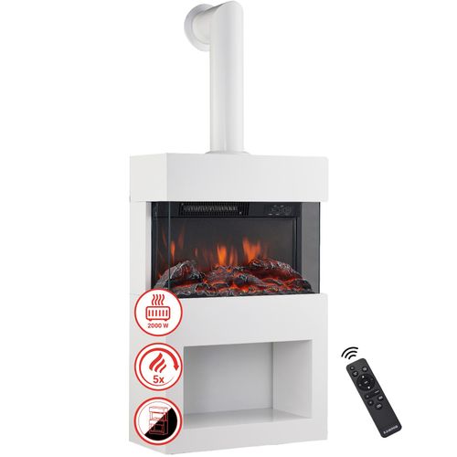 4262480470735 - KAMINIO Elektrokamin HENRI - Mit Abzugsrohr - Elektrischer Kaminofen mit Heizung 3D-Flammeneffekt Holzfach Fernbedienung - Weiß 4262480470735 - KAMINIO Elektrokamin HENRI - Mit Abzugsrohr - Elektrischer Kaminofen mit Heizung 3D-Flammeneffekt Holzfach Fernbedienung - Weiß
