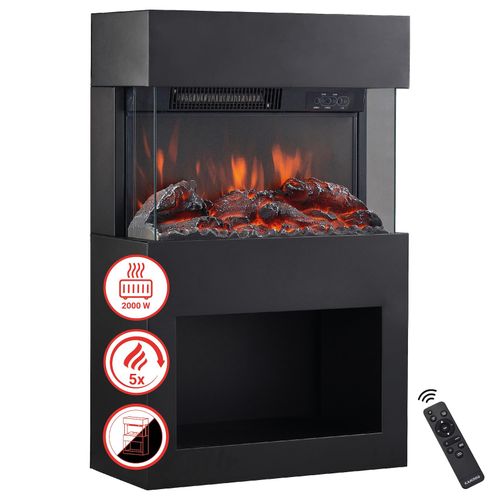 4262480470131 - KAMINIO Elektrokamin HENRI - Elektrischer Kaminofen mit Heizung 3D-Flammeneffekt Holzfach Fernbedienung - Schwarz 4262480470131 - KAMINIO Elektrokamin HENRI - Elektrischer Kaminofen mit Heizung 3D-Flammeneffekt Holzfach Fernbedienung - Schwarz